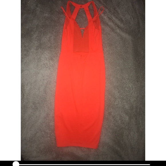 Neon Orange Semi Backless Dress - Picture 4 of 4